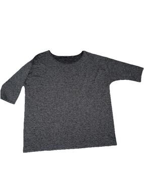 H by Halston Womens heathered Navy blue shirt sz 1X 3/4 Sleeve Soft Layer Office